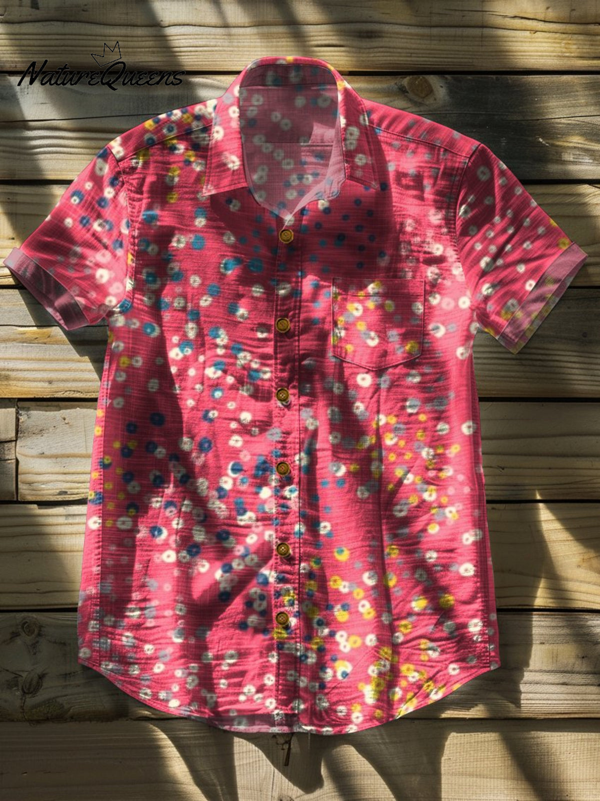 Sequence Vintage Art Print Casual 100% Cotton Shirt