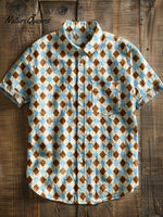 Plaid Art Vintage Print Casual 100% Cotton Shirt