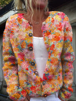 Floral Print Buttoned Casual CardiganSweater