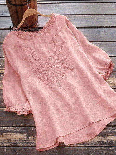 Women’s Embroidery Casual Top Pink / M