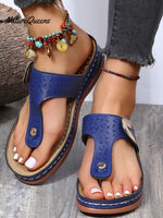 Women’s Round Head Hollow Out Metal Buckle Comfortable Herringbone Slippers Purple / 36