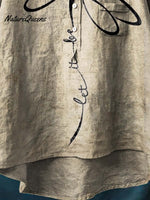 Let It Be Dragonfly Art Pattern Print Casual Cotton And Linen Shirt