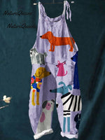 Women's DogArt Print Casual Cotton And Linen Shirt