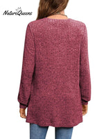 Women's Solid Color Stylish Long-sleeved Casual Knitted Top