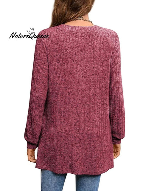 Women's Solid Color Stylish Long-sleeved Casual Knitted Top