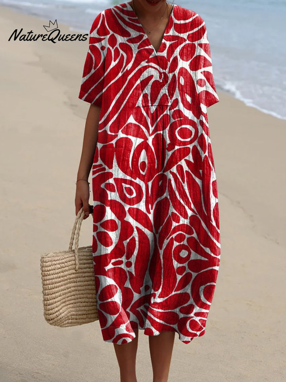 Women's Geometric hand-drawn irregular lines Watercolor Splash Fluid Art Print Flowy Dress