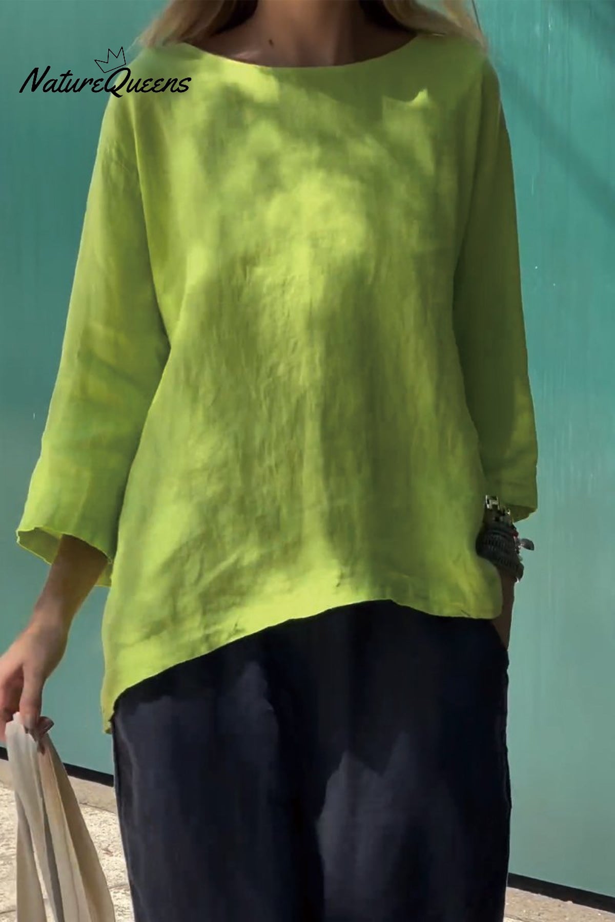 Solid Color Cotton And Linen Long Sleeve T-Shirt