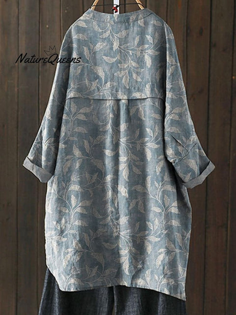 Spring Vines Pattern Printed Women's Loose Casual Top Jacket