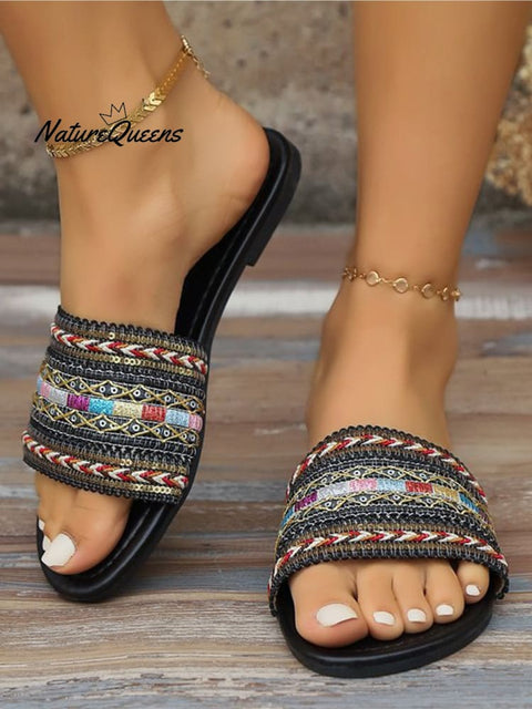 Women’s Pu Braided Bohemian Slippers