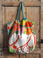 Funny Lovely Dog Art Print Casual Linen Tote Bag