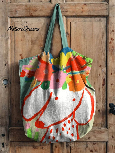 Funny Lovely Dog Art Print Casual Linen Tote Bag