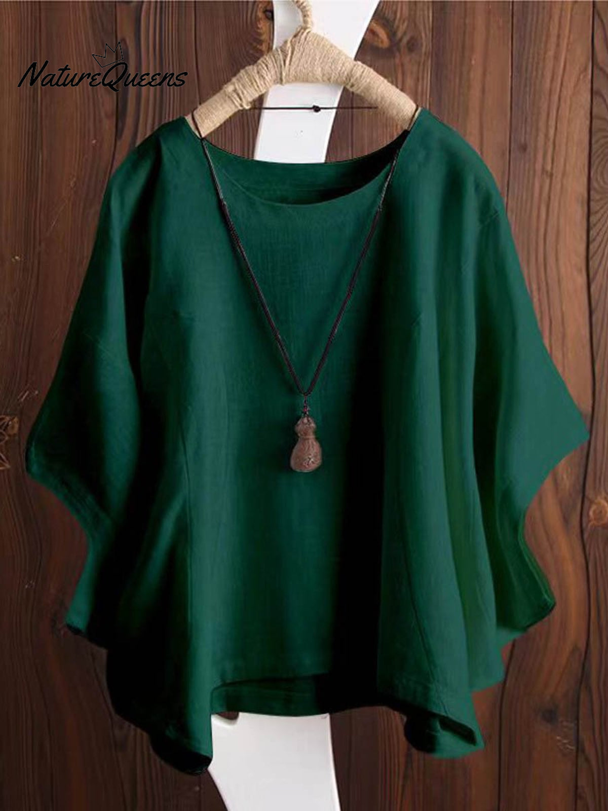 Women's Solid Color Loose Elegant Bat Sleeve Casual Cotton And Linen Shirt