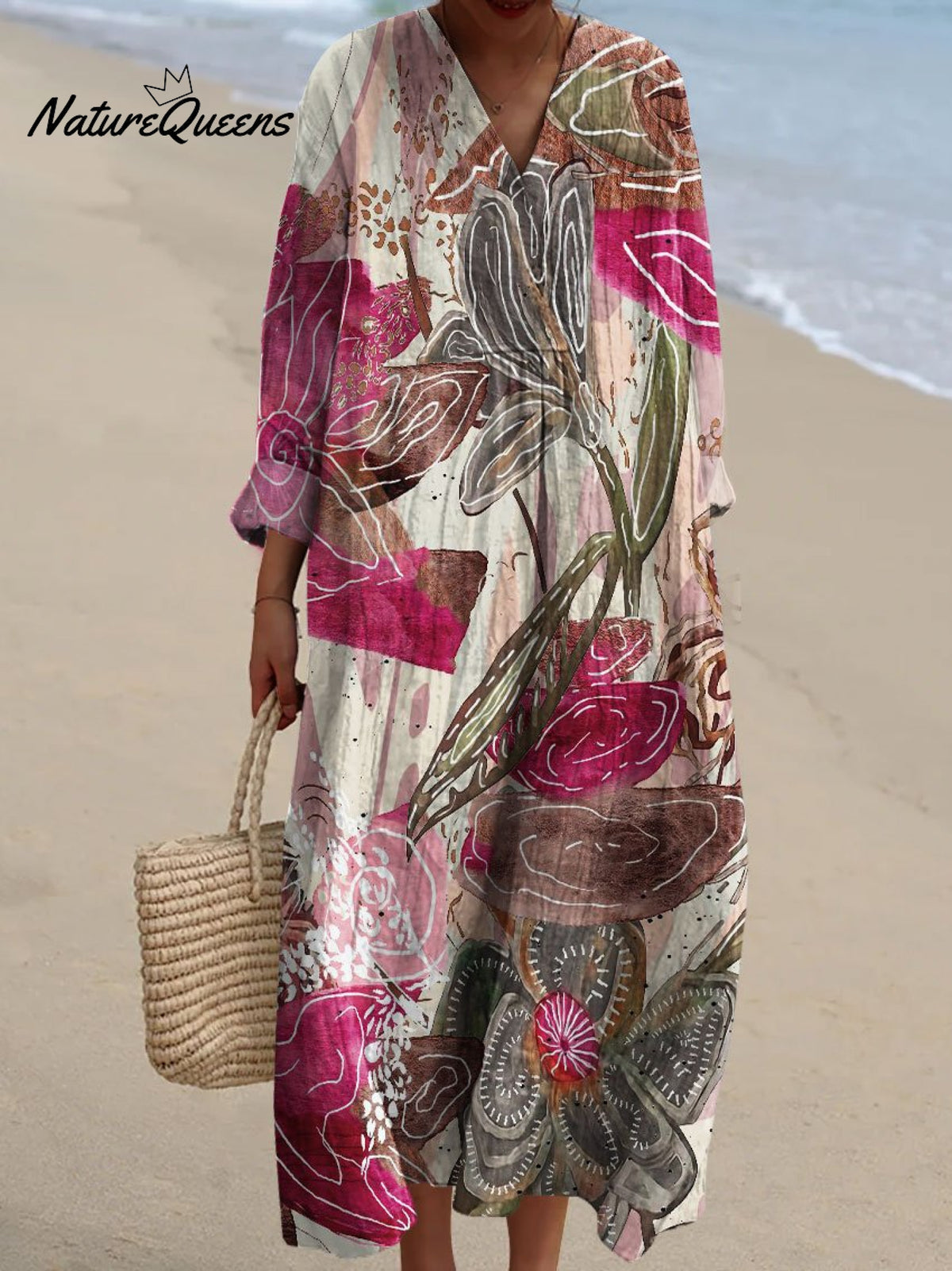 Women's Vintage Flower Art Print Dress