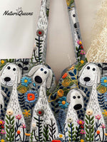 Dog Print Pattern Linen Tote Bag