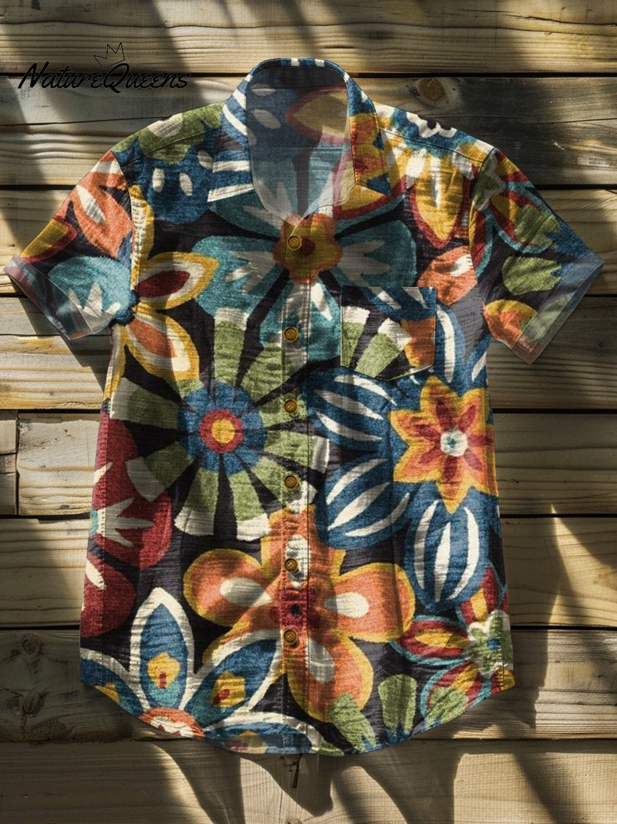 Flowers Vintage Print Casual 100% Cotton Shirt