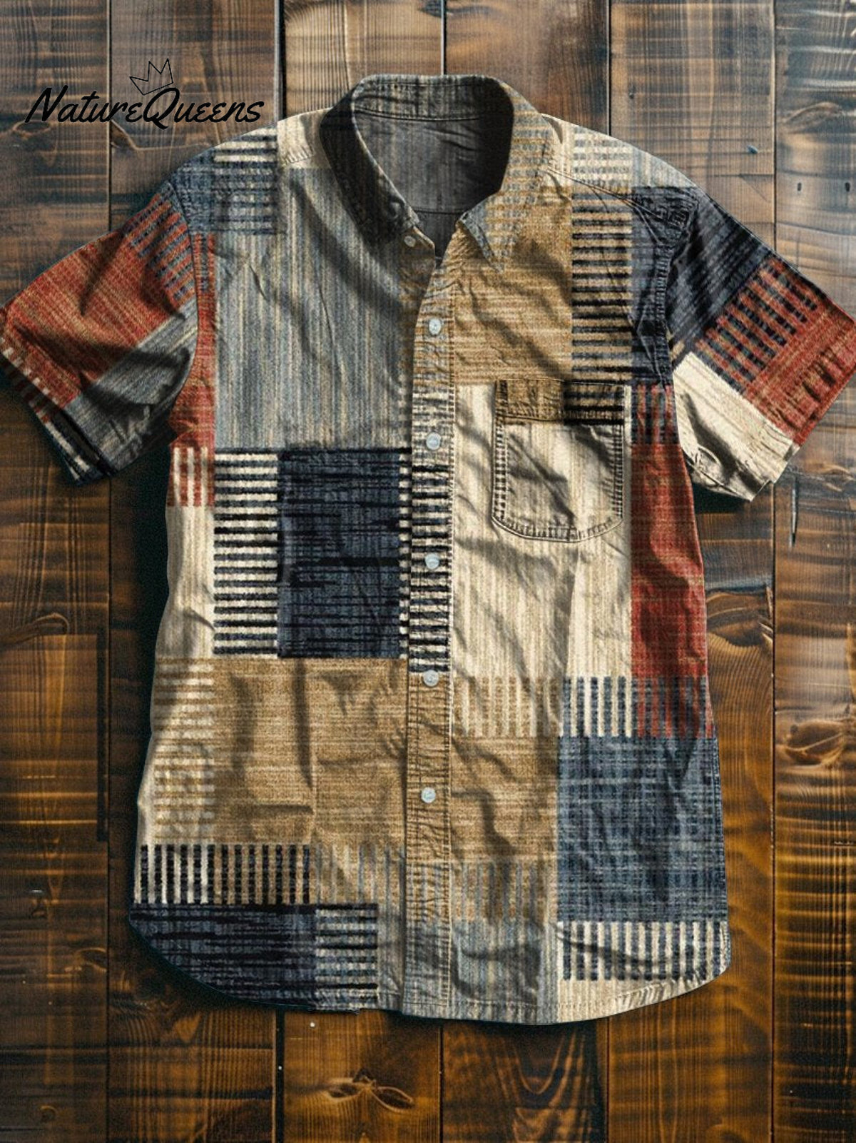 Vintage Art Print Casual 100% Cotton Shirt