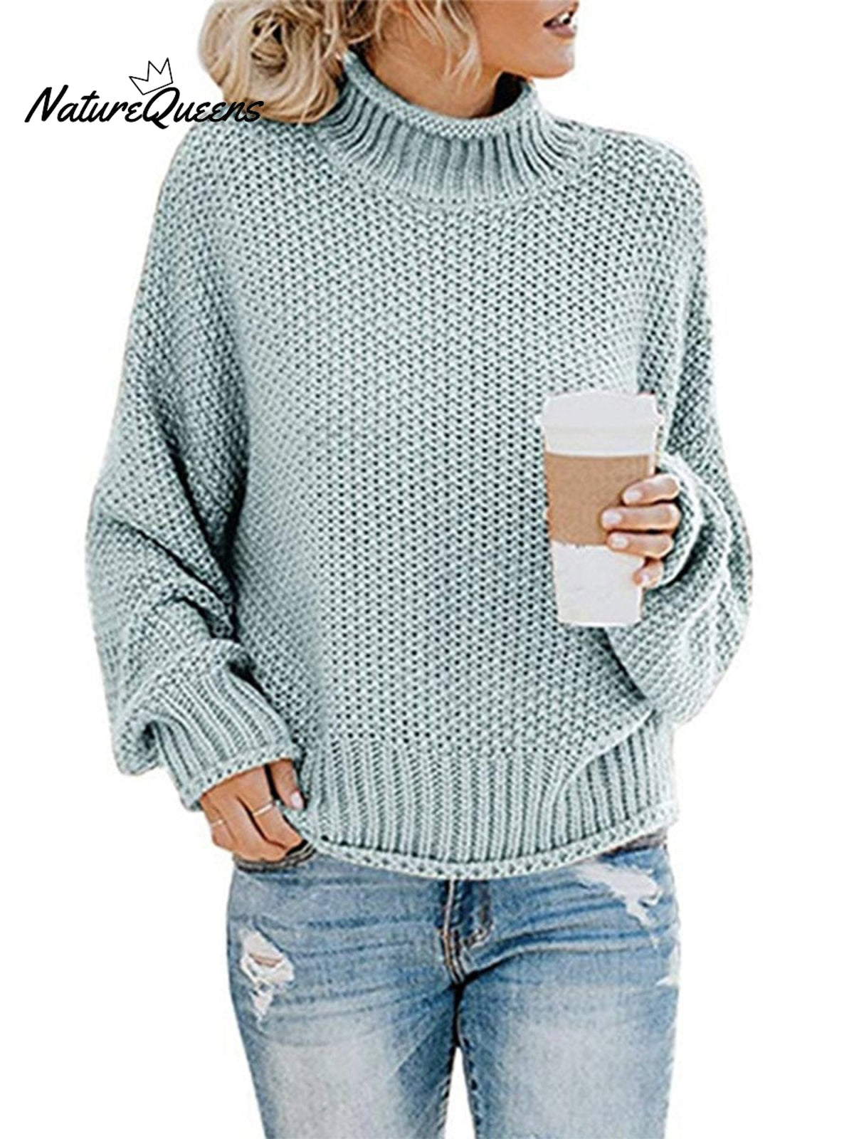 Thick Line Turtleneck Pullover Sweater