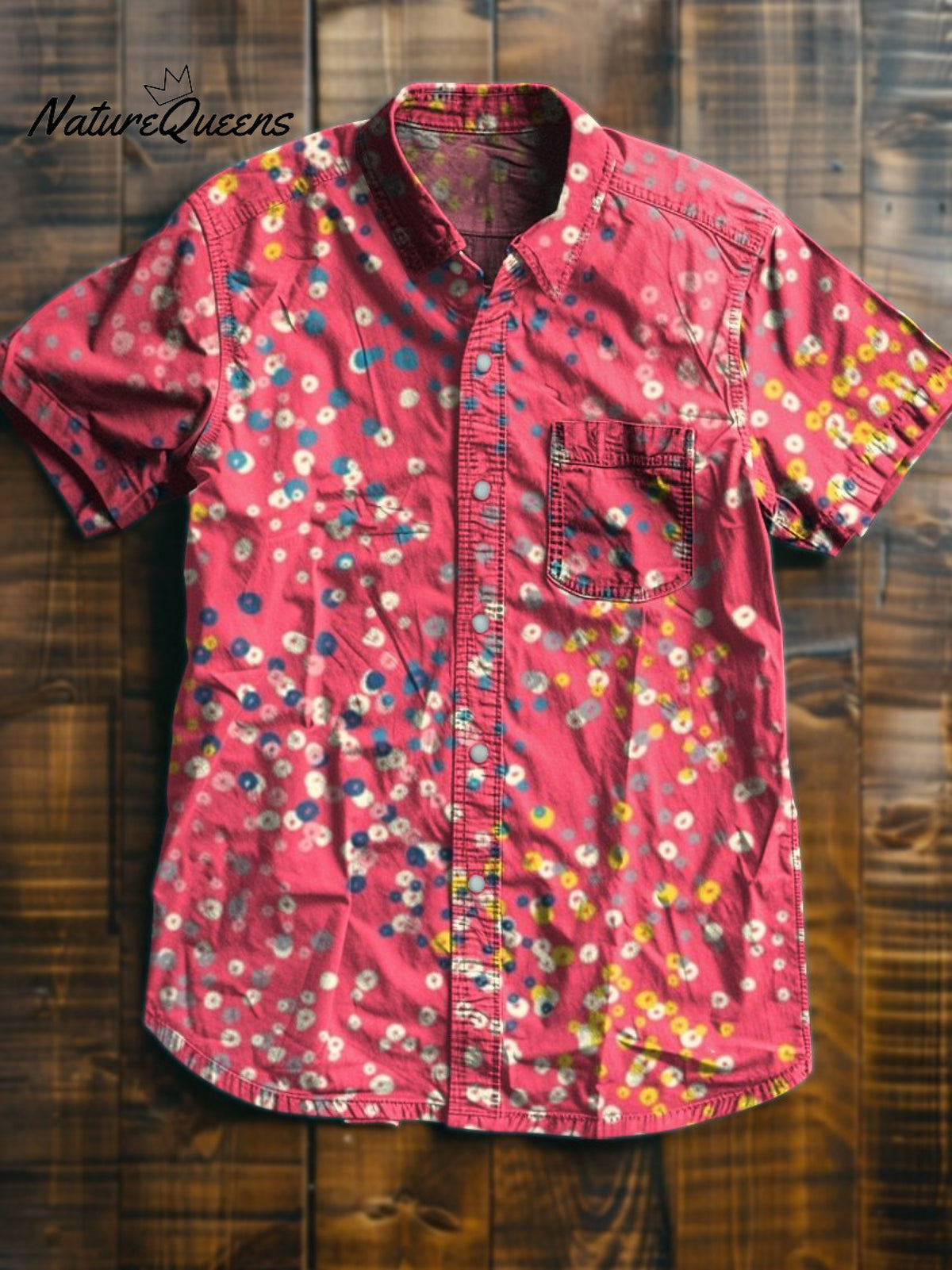 Sequence Vintage Art Print Casual 100% Cotton Shirt