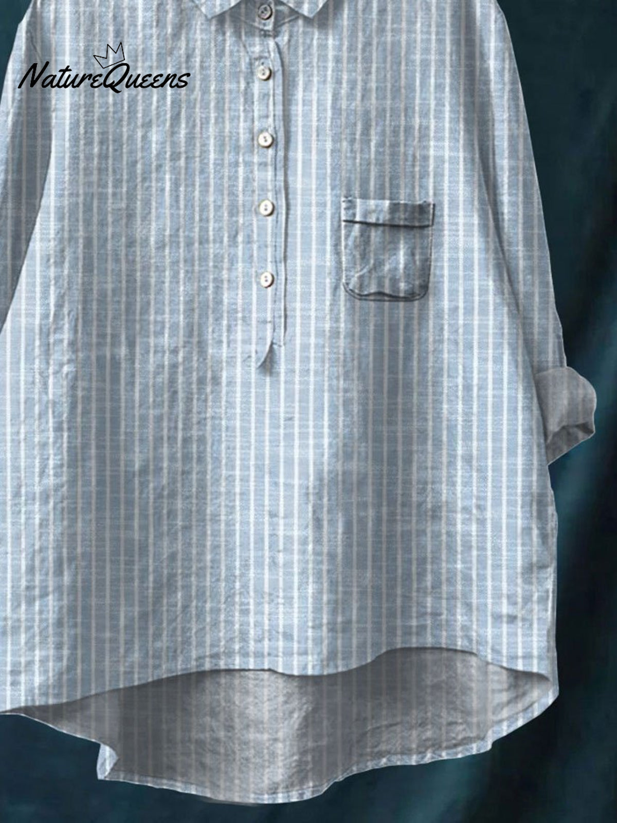 Women's Stripe Art Print Casual Cotton And Linen Shirt