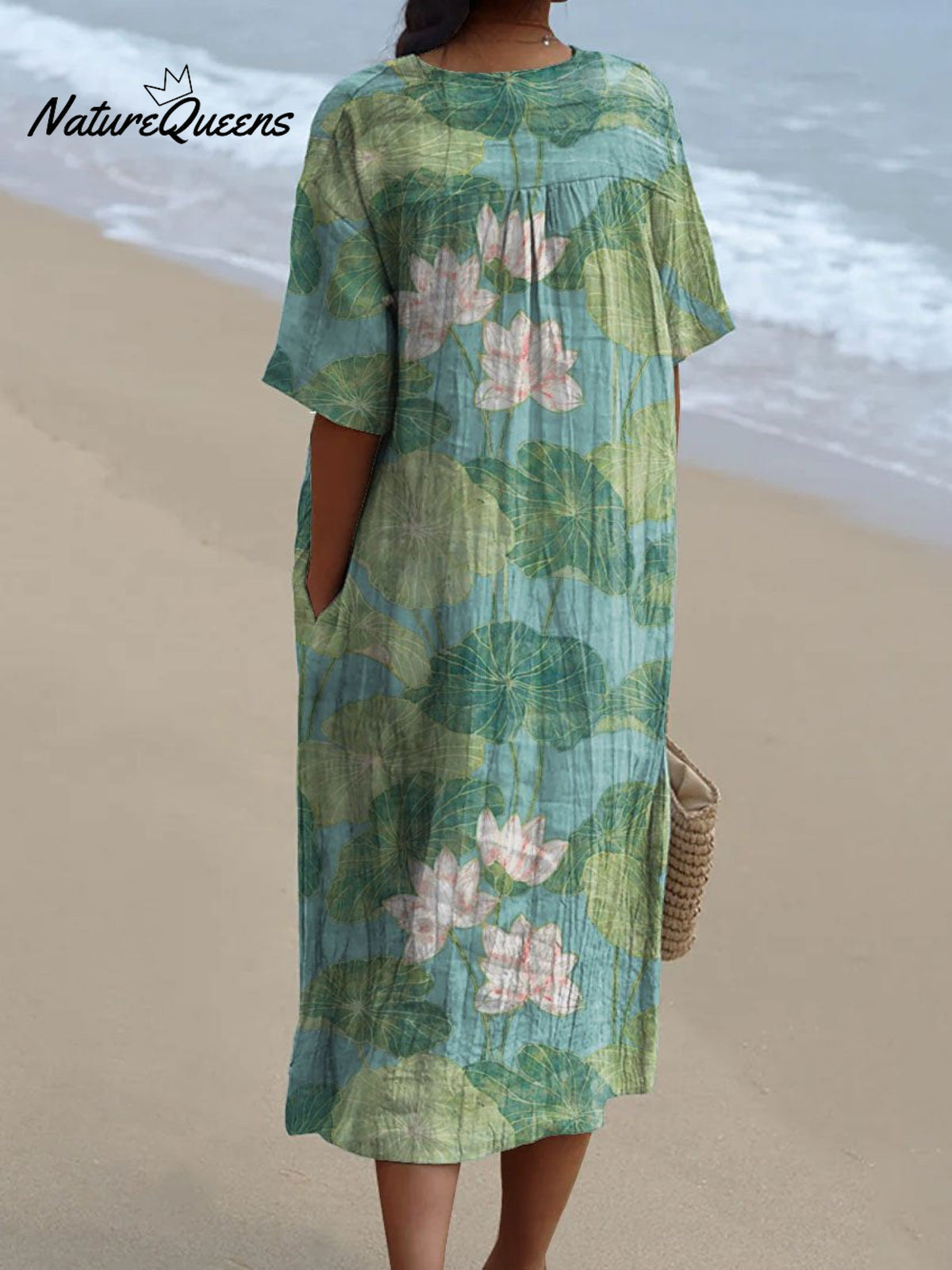 Women's Vintage Lovely Lily Art Print Casual Flowy Dress