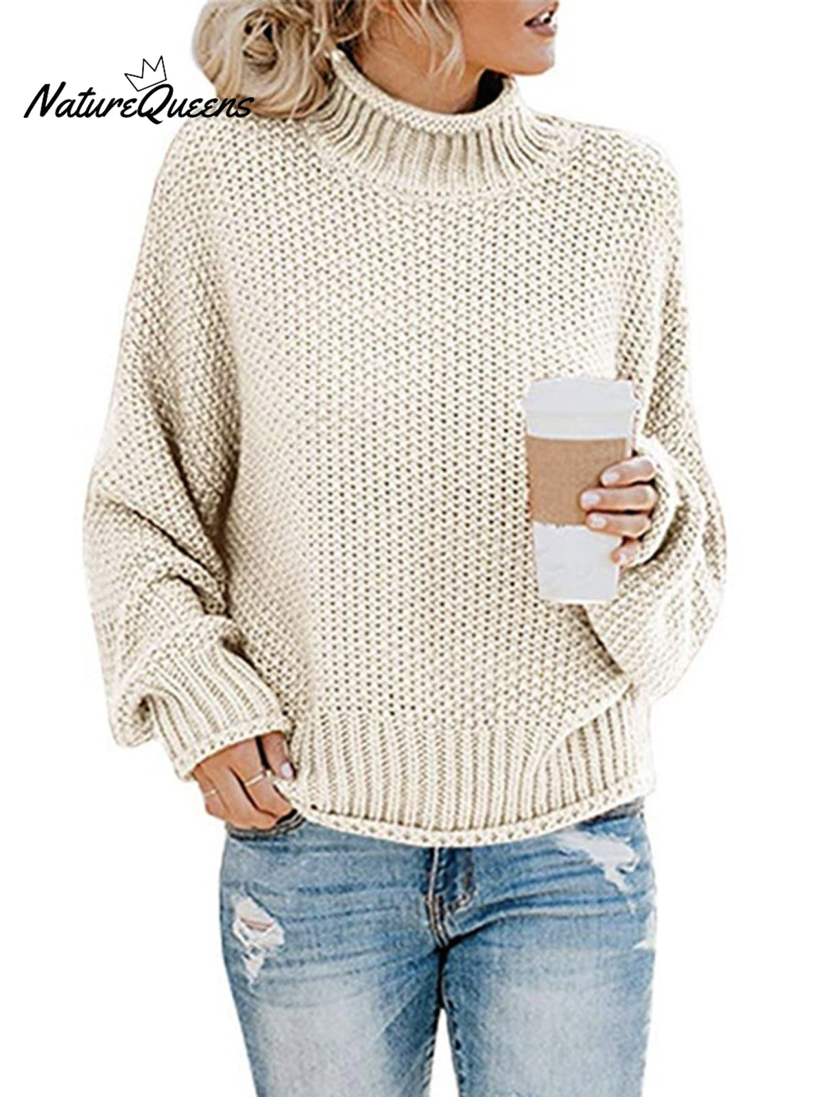 Thick Line Turtleneck Pullover Sweater