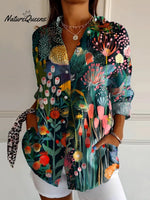 Women'sJapanese Art PrintCasual Cotton Shirt