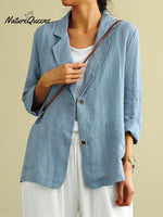 Cotton And Linen Spring Summer Long Sleeve Casual Jacket