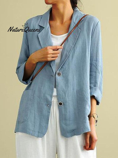 Cotton And Linen Spring Summer Long Sleeve Casual Jacket