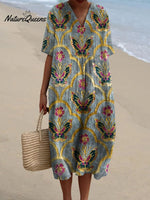 Women's Vintage Lovely Butterflies Art Print Flowy Dress