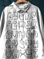 Lovely Dog Alphabet Pattern Printed Women's Casual Cotton And Linen Shirt
