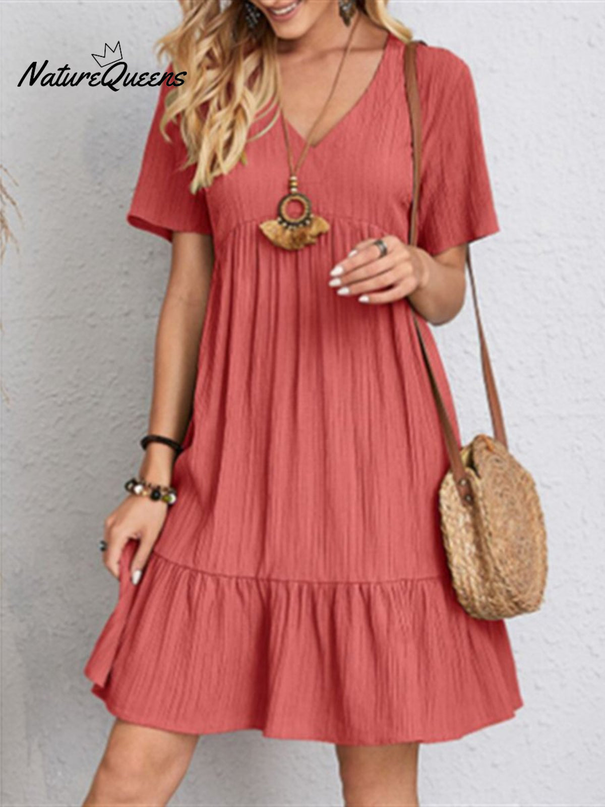Flowing Dresses In Cotton And Linen Red / S