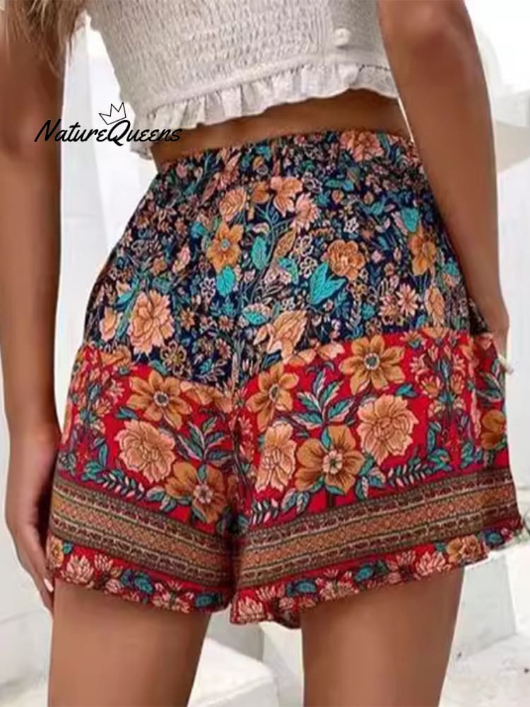 Women's Summer Retro High-Waisted Paisley Print Board Shorts– naturequeens