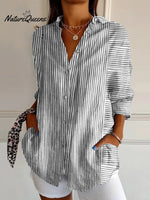 Women's Retro Minimalist Abstract Art Print Casual Cotton Shirt