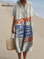 Women's Sardine Club Watercolor Splash Fluid Art Print Flowy Dress