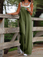 Cotton And Linen Pocket Suspender Overalls Green / S