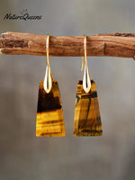 Boho Geometric Natural Stone Drop Earrings Yellow