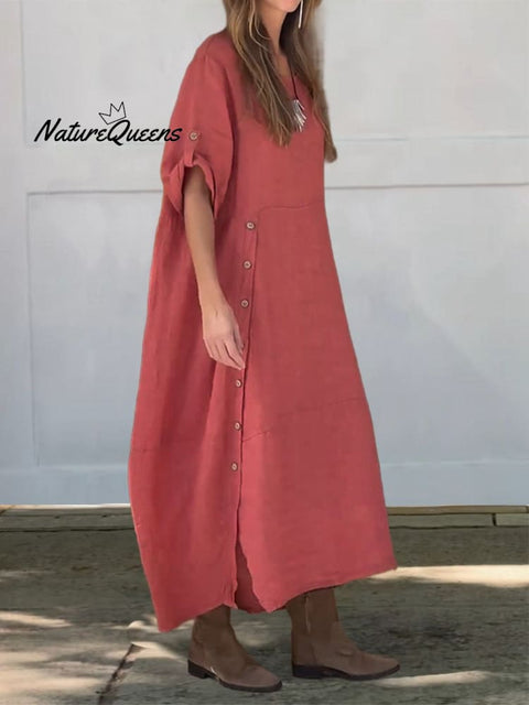 Women’s Linen Cotton Dress Red / S