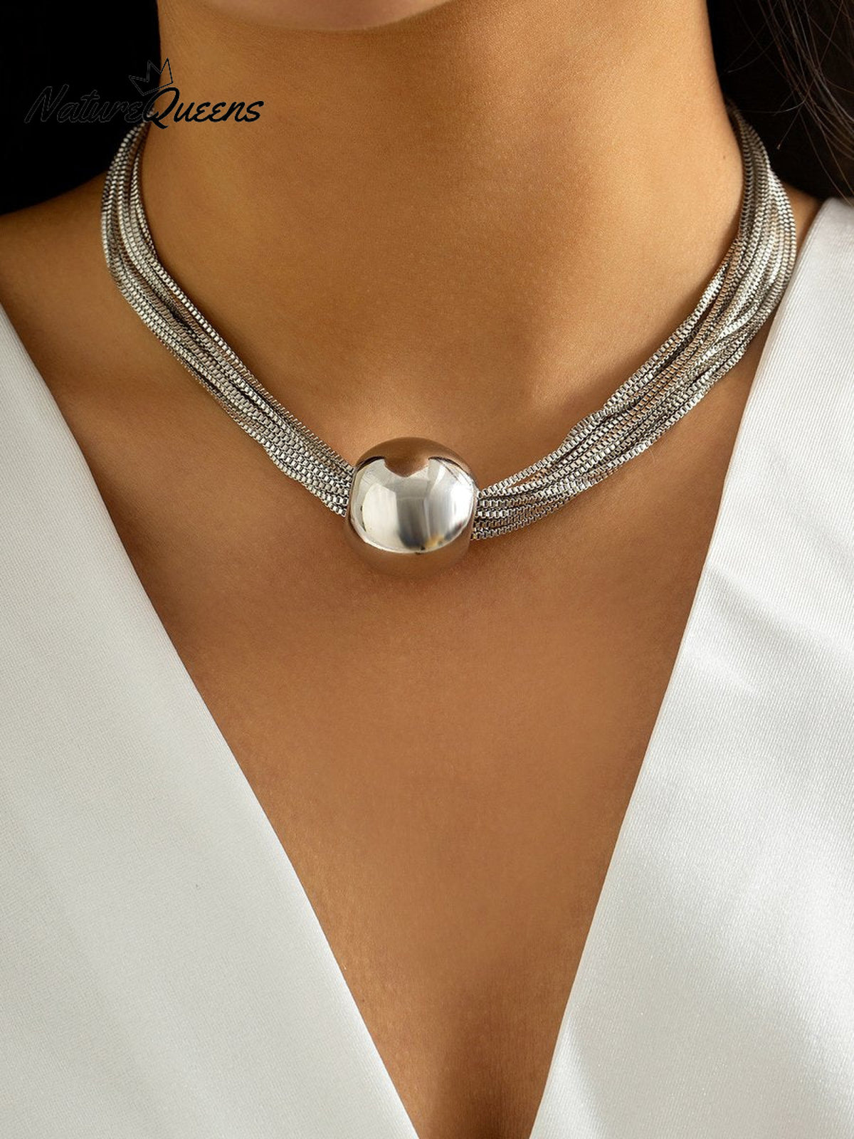 Punk Multi - Layered Necklace Bracelet 2 / Onesize