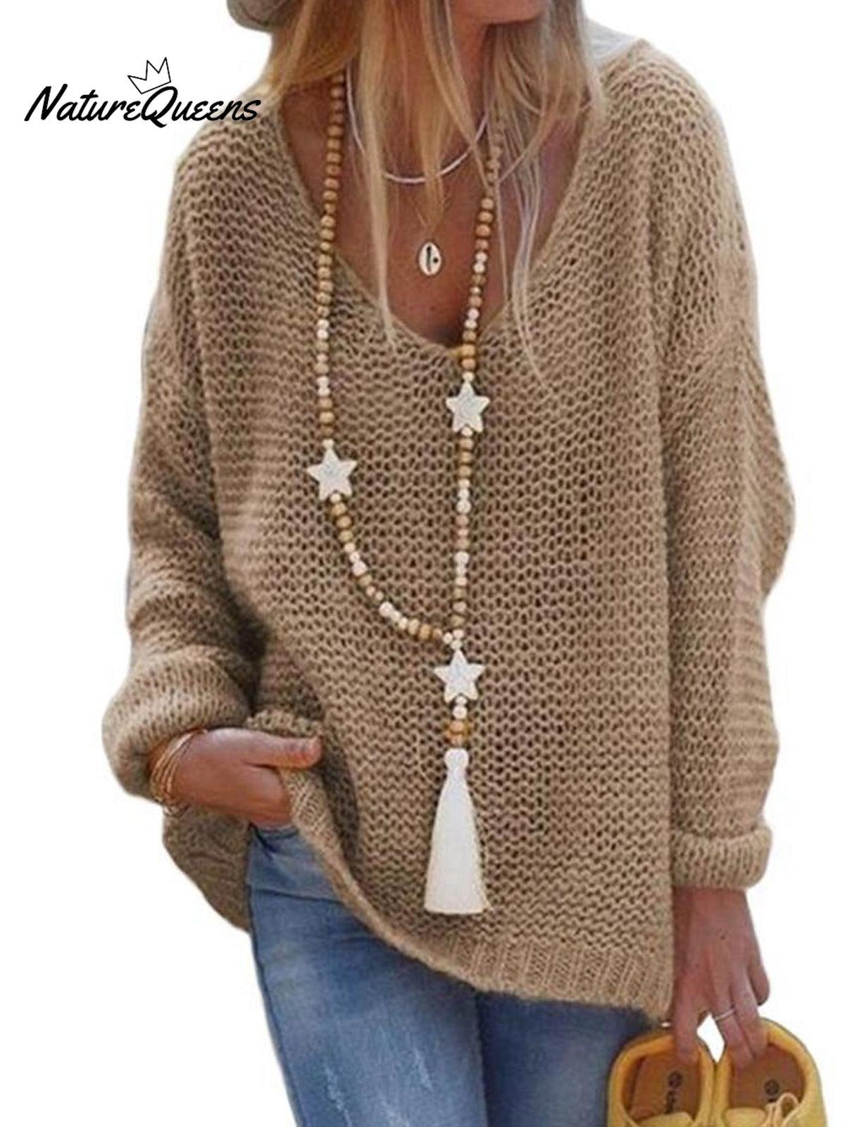 Sweater V-neck Long Sleeve Knitted Top