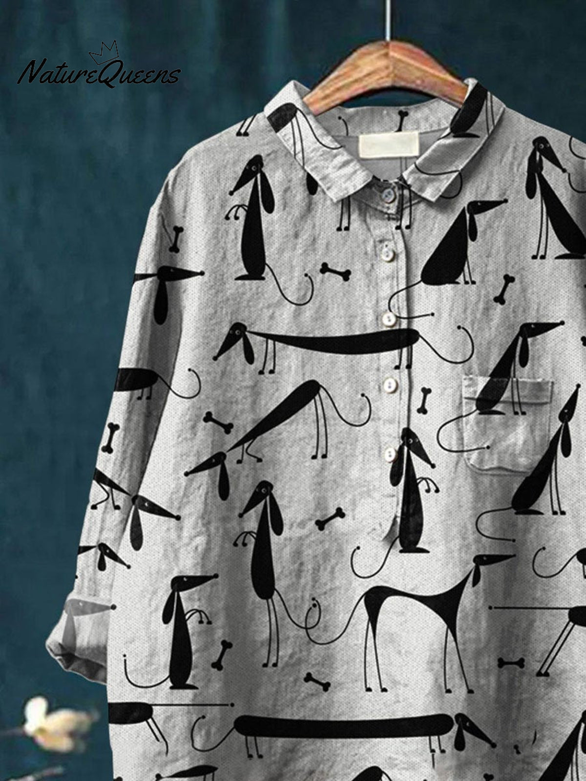 Dachshund Art Print Casual Cotton And Linen Shirt