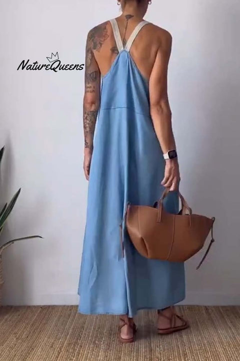 Casual loose suspender dress