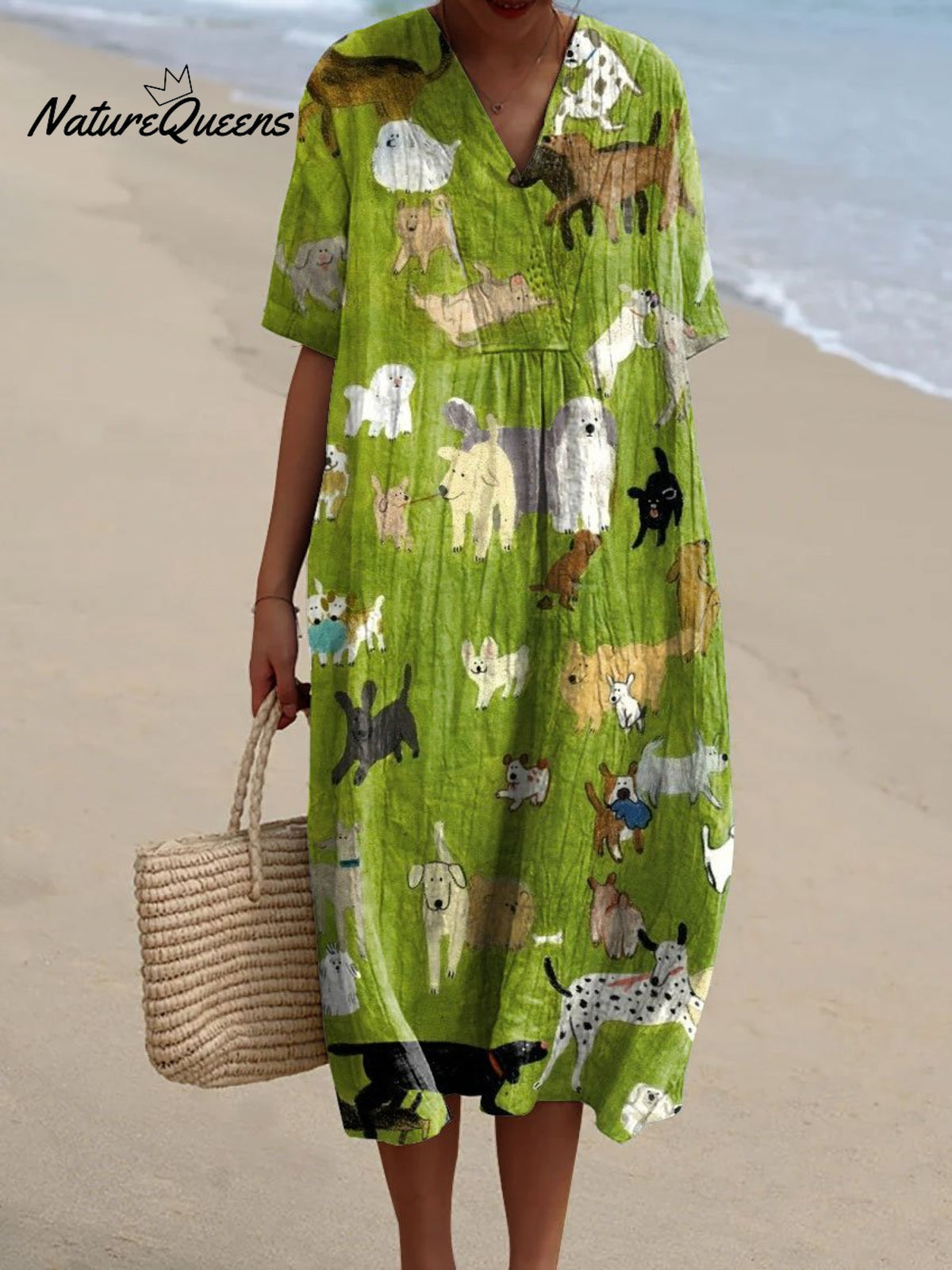 Women's Cute Dog Lover Art Print Flowy Dress