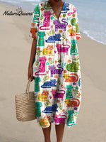 Women'sCatArt PrintCasual Dress