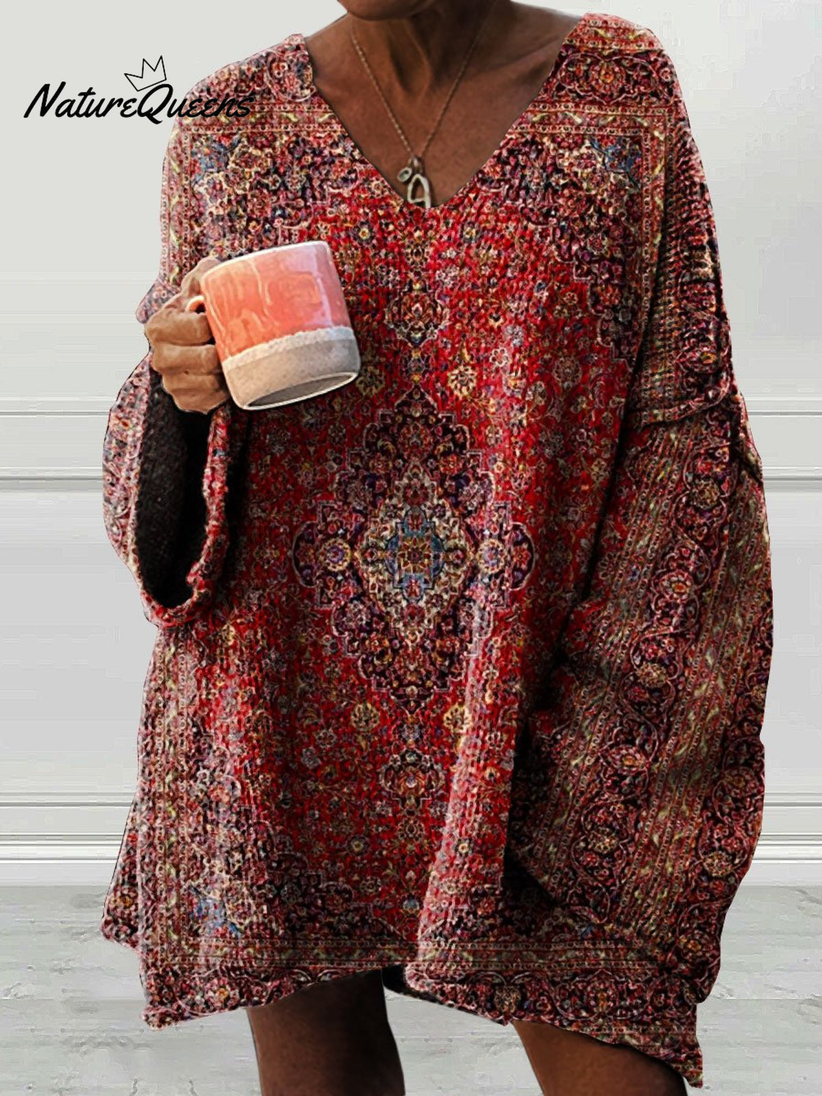 Women's Vintage Art Print Casual Pullover Sweater