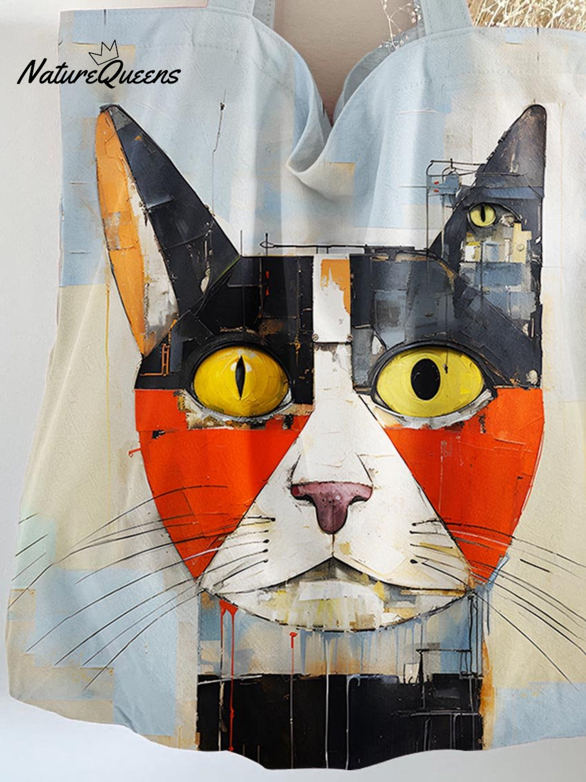 Cat Print Pattern Linen Tote Bag