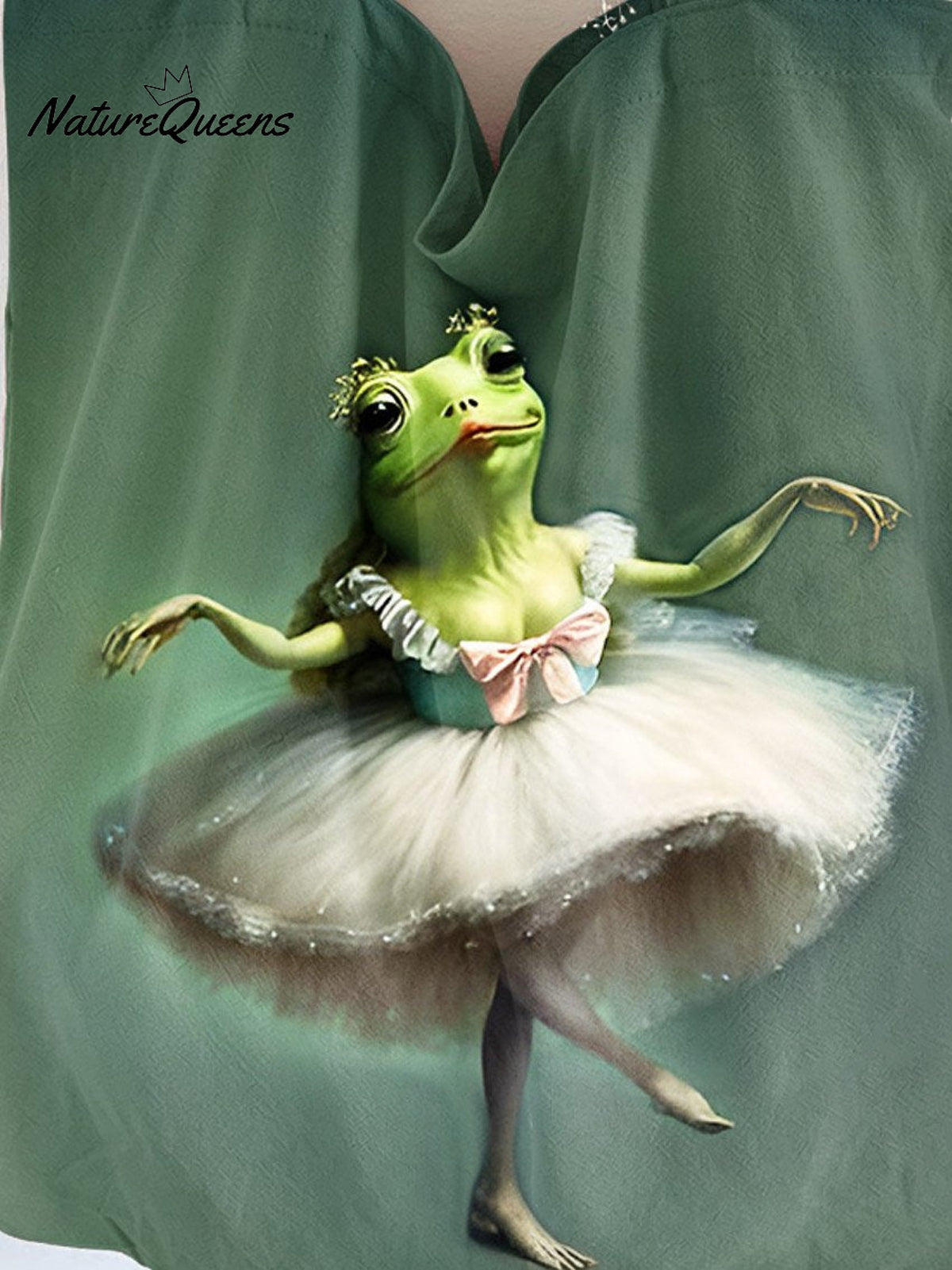 Frog Print Pattern Linen Tote Bag