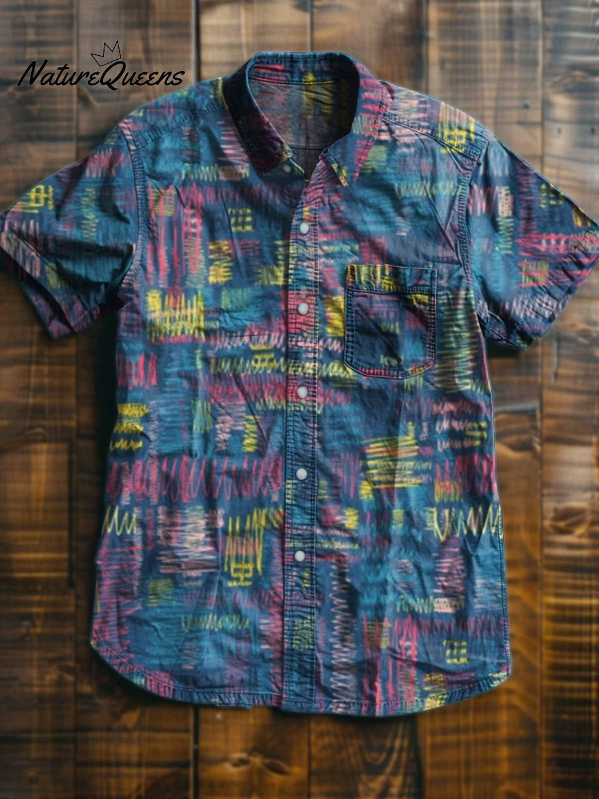 Scribbled Away Vintage Art Print Casual 100% Cotton Shirt