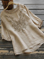 Women’s Embroidery Casual Top Apricot / M
