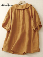 Cotton Linen Solid Color Casual Top