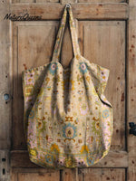 Cute Vintage Collage Floral Print Linen Tote Bag